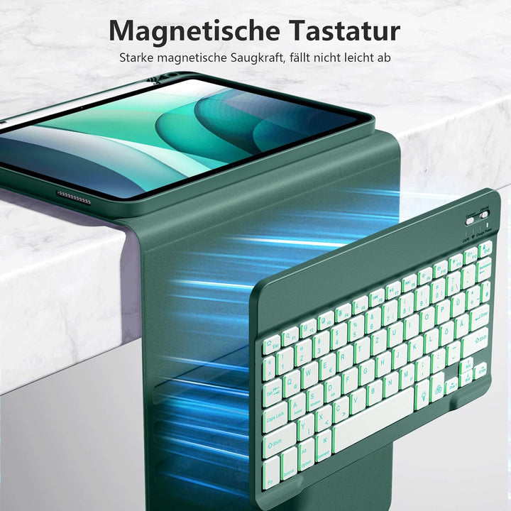 drivego Hülle mit Tastatur für iPad 10 Generation 10.9 Zoll 2022, 7-Farbige Beleuchtete, Magnetische