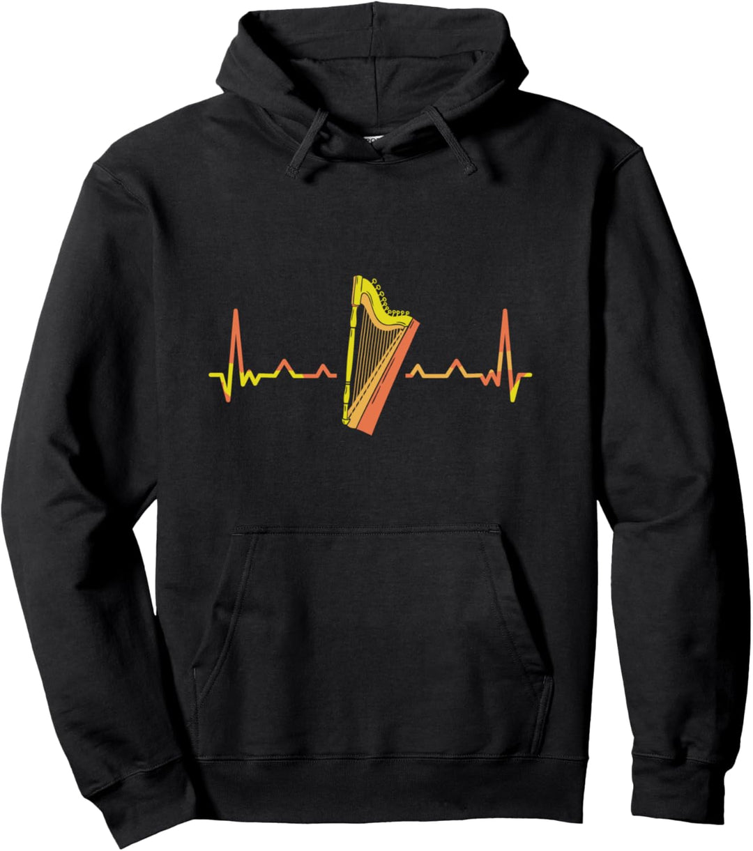 Harfe Herzschlag Harfen Herzlinie Herzfrequenz Pullover Hoodie