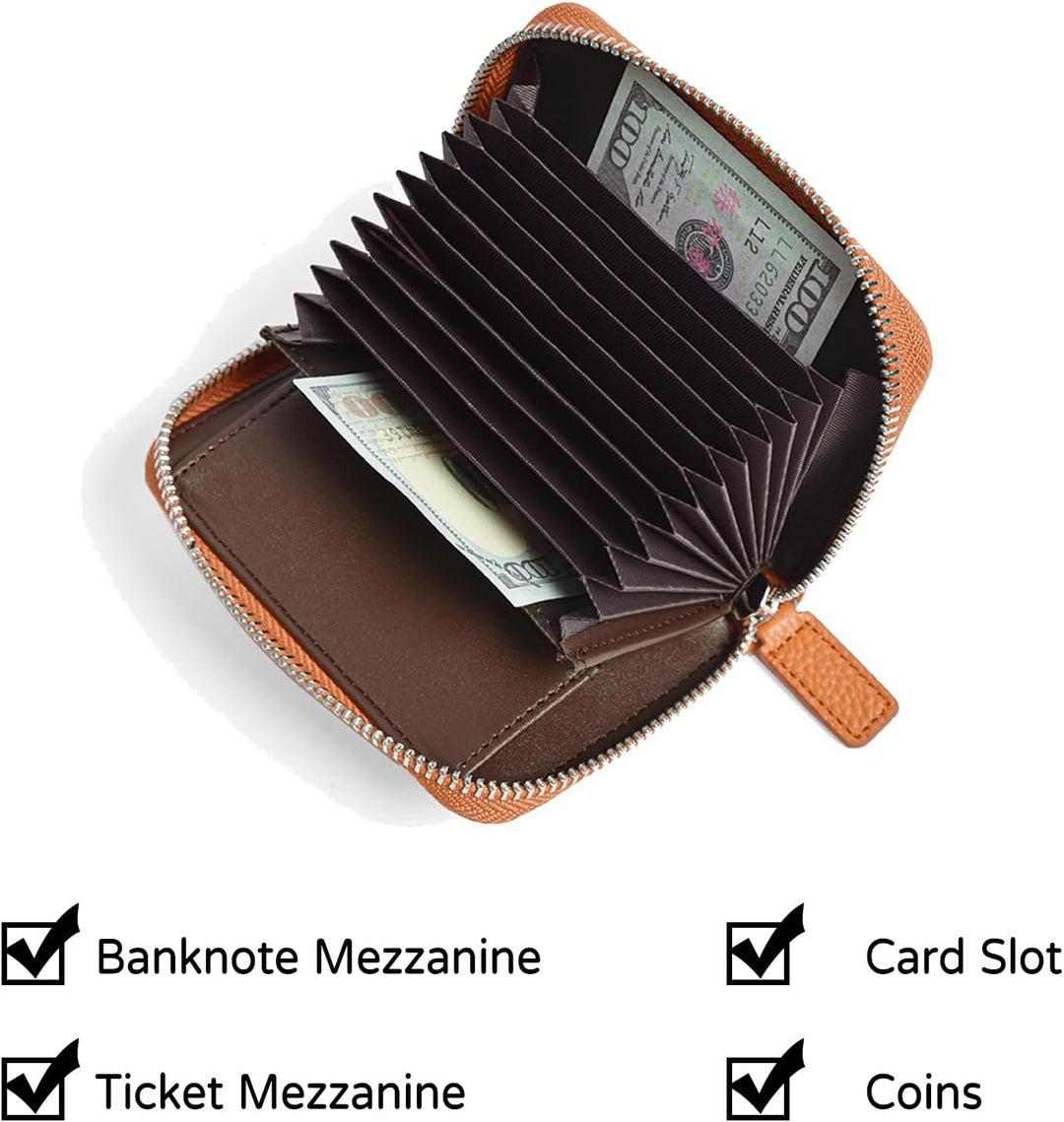 PORRASSO Kreditkartenetui Leder Münzbörse Kartenetui Kartenmappe mit RFID Blocker Klein Geldbörse Po