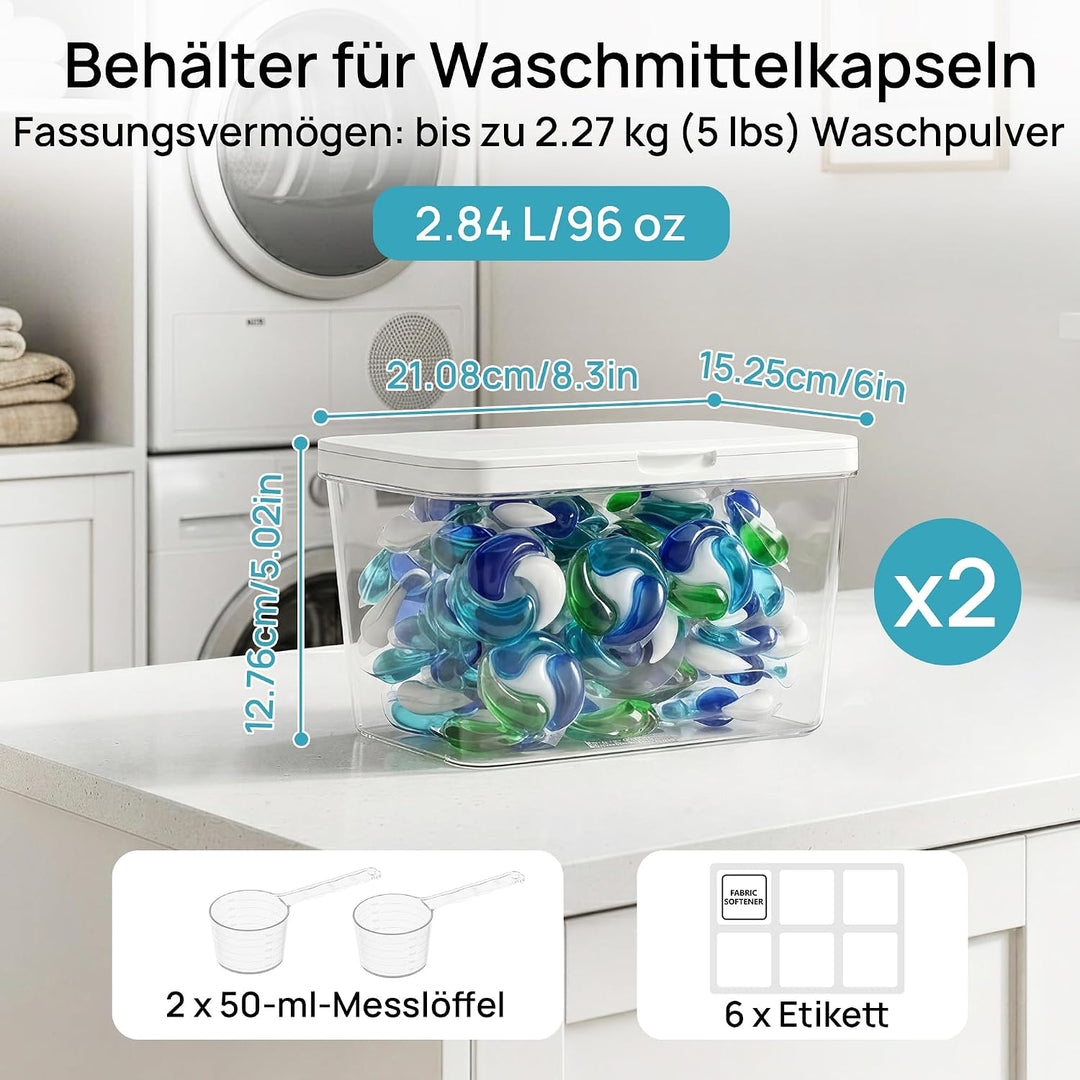 Vtopmart Waschmittel Aufbewahrungsbox mit Deckel für Wäsche Pods, 2 Stück, 2