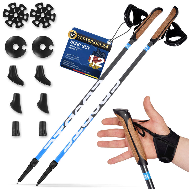 MSPORTS Nordic Walking Stöcke Premium - hochwertige Qualität - Superleicht - auswählbar mit Tragetas