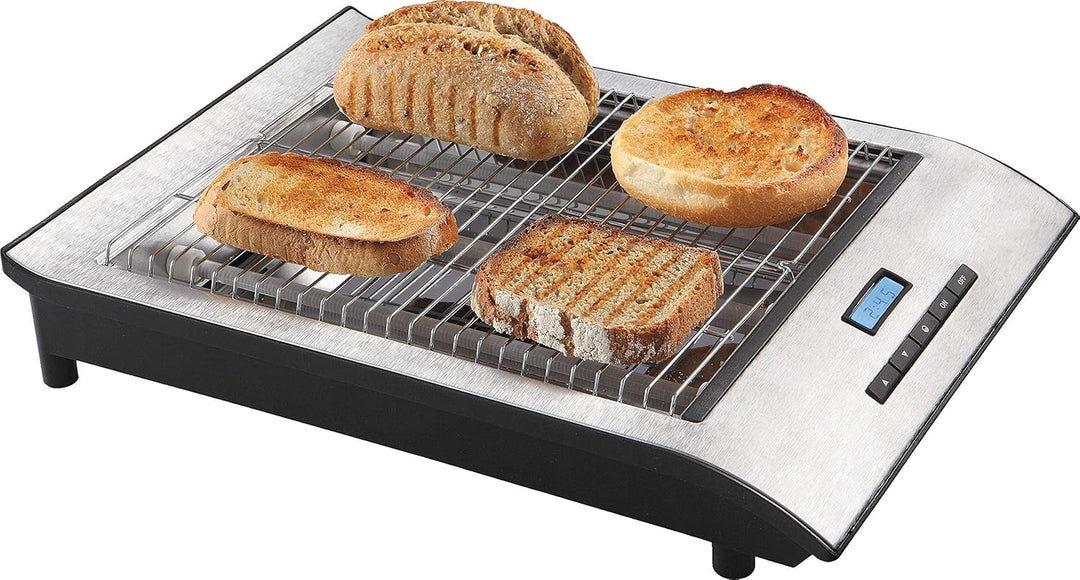 Exido 12140040 Flachtoaster mit Timer/Display Brötchen-Toaster, 700 Watt