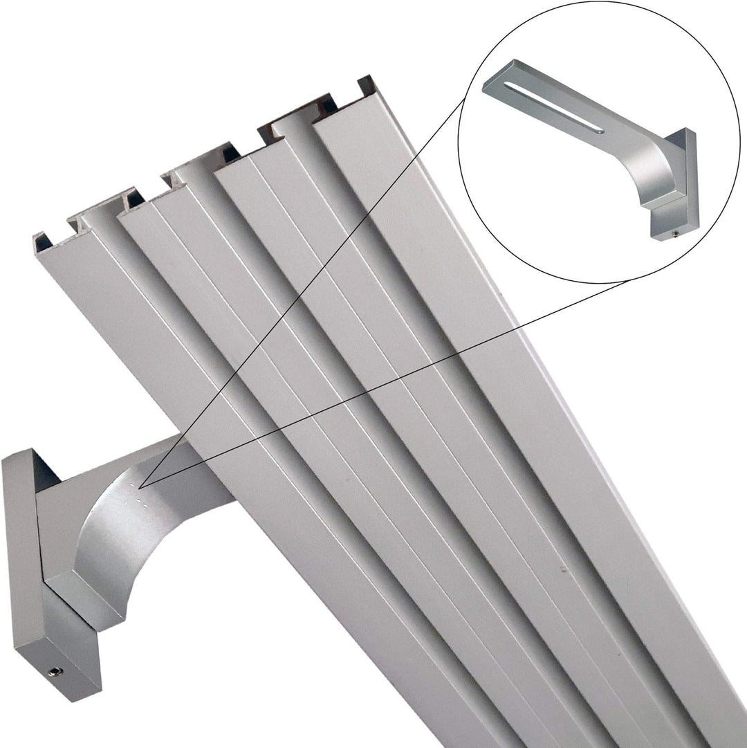 Vorhangschiene "silber" aus Aluminium, alle Längen bis 480cm möglich, Flache Gardinenschiene (7mm),