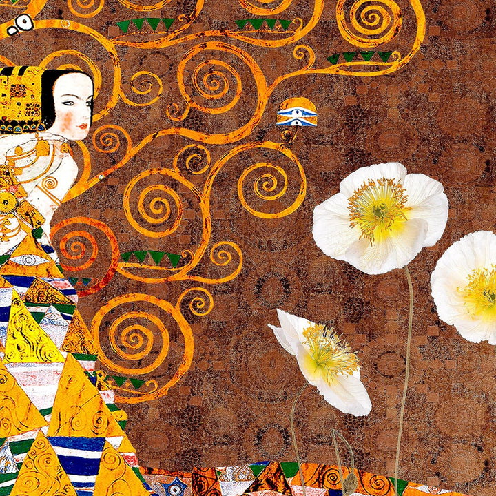 Runa Art Wandbilder Gustav Klimt 5 Teilig Bild auf Vlies Leinwand Deko Wohnzimmer Baum Frau Gold 021