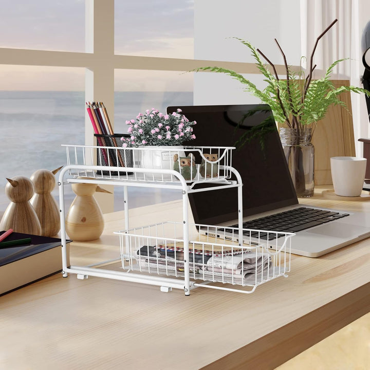 CADUKE Unterwaschbecken-Organizer mit Schubladenkorb, 2er-Pack, Schiebeschrank-Organizer mit Metall,