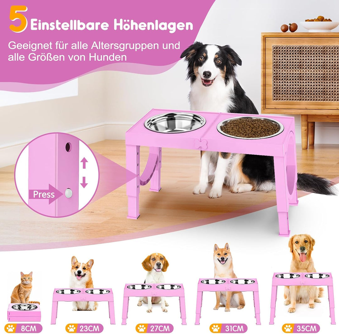 X XBEN Erhöhter Hundenapf, 5 Höhenverstellbar Futternapf für Kleine Mittlere Grosse Hunde, Futtersta