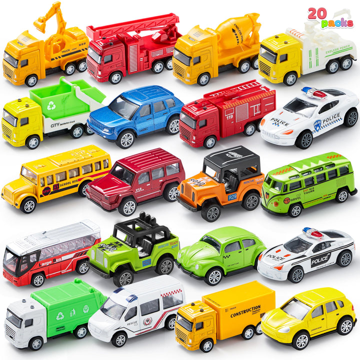 JOYIN 20 Stück Metall Zurückziehen Mini Spielzeugautos, Mini Die Cast Spielzeugautos Set, Pull Back