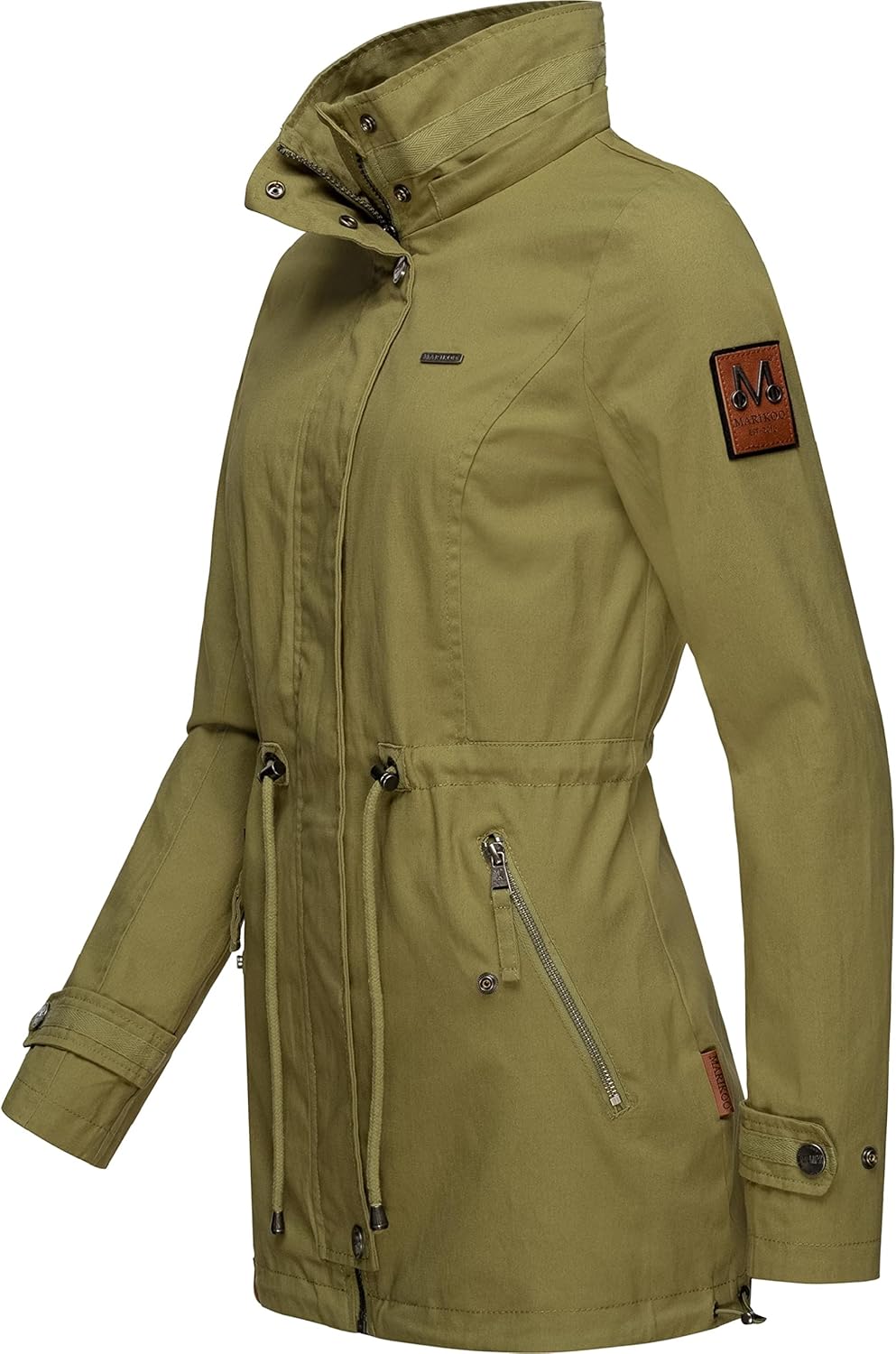 MARIKOO Damen leichte Übergangsjacke Baumwoll-Parka mit Kapuze Nyokoo XS-XXL S Grün, S Grün