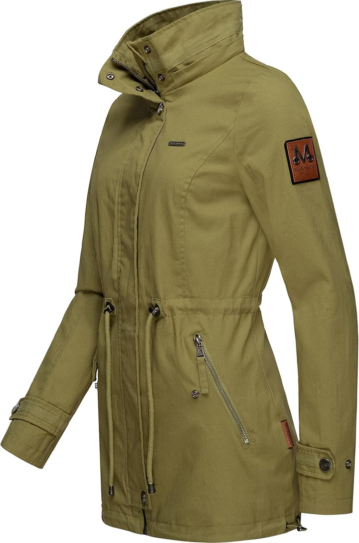 MARIKOO Damen leichte Übergangsjacke Baumwoll-Parka mit Kapuze Nyokoo XS-XXL S Grün, S Grün