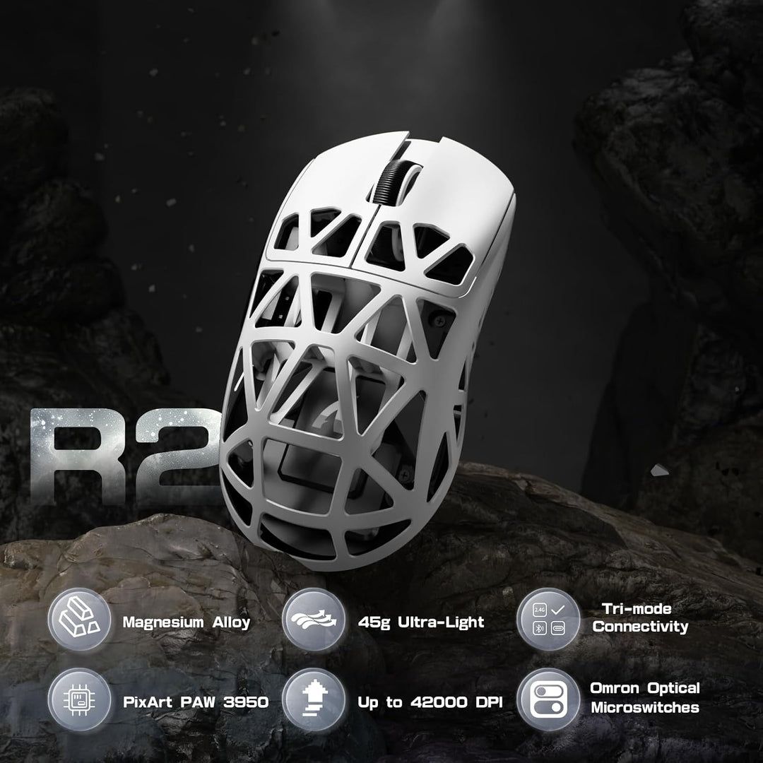 ATTACK SHARK R2PRO 45g Superlight Magnesiumlegierung Maus, PixArt PAW3950-Sensor, 42000 DPI, 8000Hz