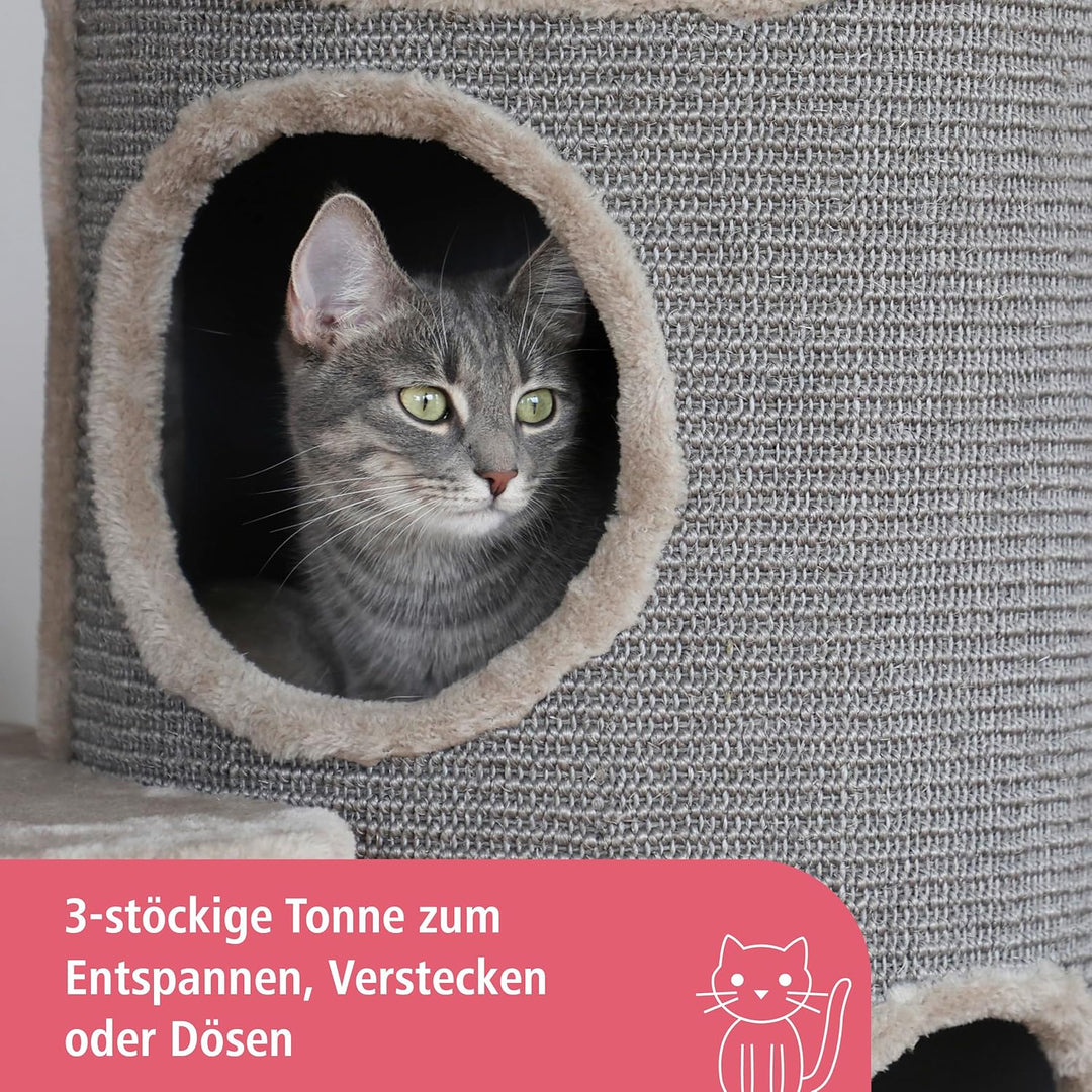 Kerbl Pet Kratzbaum Tiana, Katzenkratzbaum, grau, 73,5x45x130cm, für Mehrkatzenhaushalt, Sisalkratzf