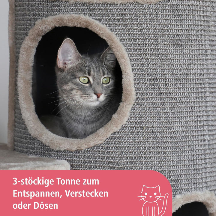 Kerbl Pet Kratzbaum Tiana, Katzenkratzbaum, grau, 73,5x45x130cm, für Mehrkatzenhaushalt, Sisalkratzf