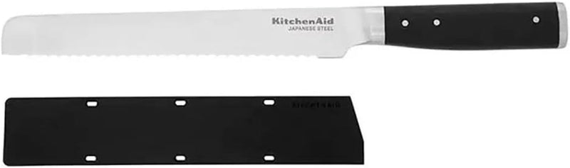 KitchenAid Gourmet Brotmesser, scharfe Klinge aus hochwertigem japanischem Kohlenstoffstahl, Schwarz