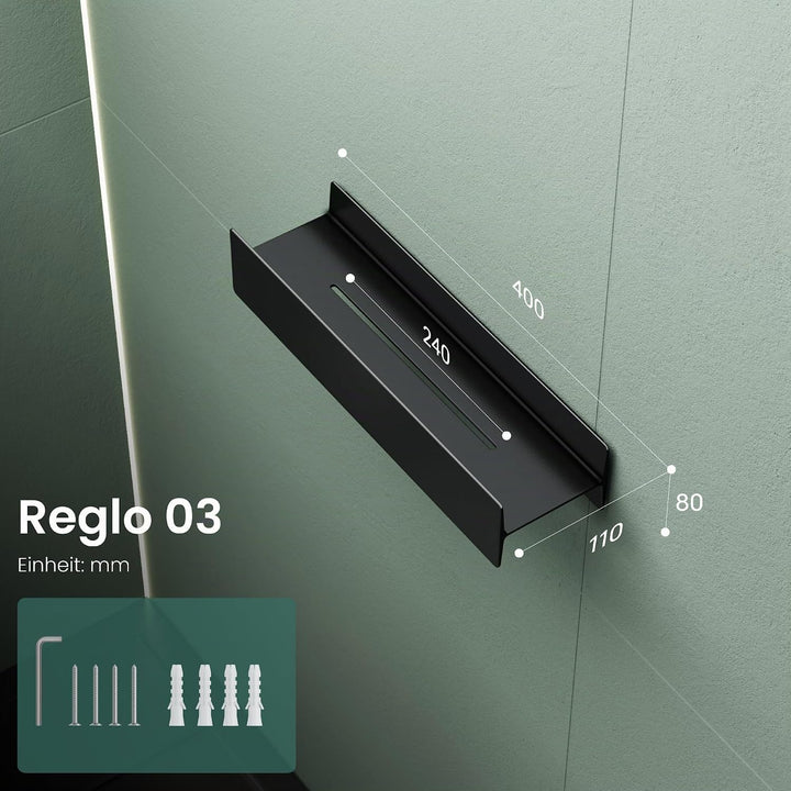 Mai &amp; Mai Duschablage zum Bohren oder Kleben Duschregal Badablage 40cm Badezimmerablage zur Wandmont