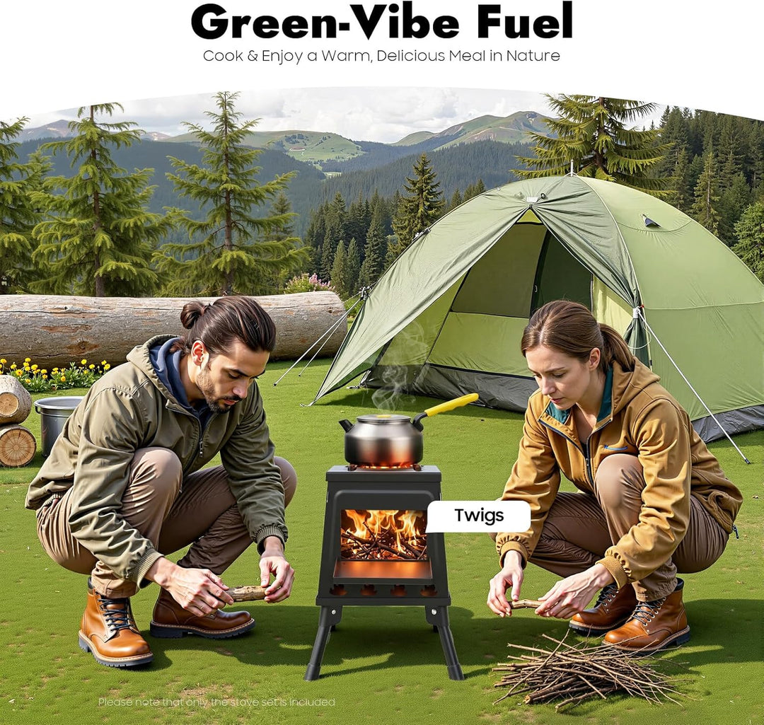 Raketenofen Zeltheizung - Tragbarer Holzofen mit Mehrstoff-Unterstützung für Camping, Outdoor &amp; Notf