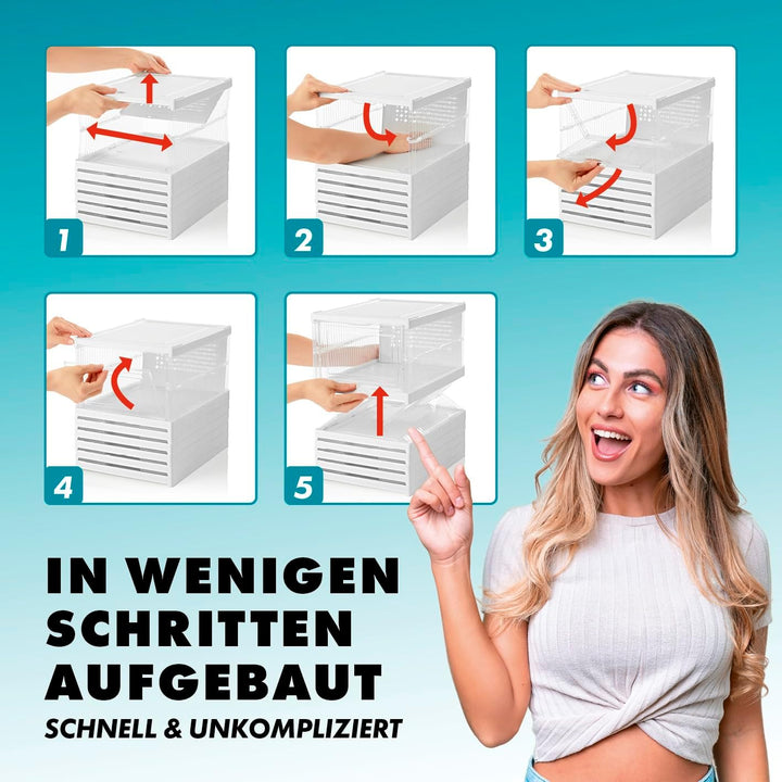 EASYmaxx faltbares Schuhregal mit durchsichtiger Front | 1-6 transparente Schuhboxen | Platzsparende
