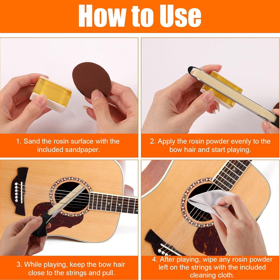 Gitarrenbogen-Set, 2-in-1 Rosshaar-Aluminium-Legierung Gitarrenbogen mit Kolophonium Schleifpapier T