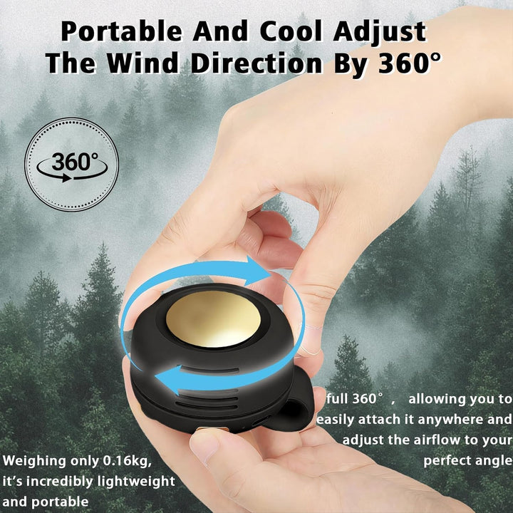 Mini Flügelloser Clip-Ventilator mit 360°, Drehung - Tragbarer USB-C Wiederaufladbarer Hals Taillenv