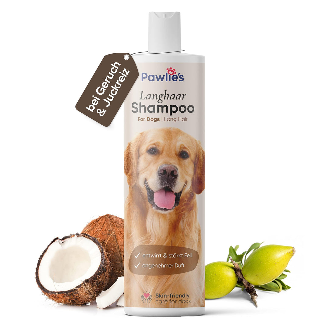 Pawlie's Hundeshampoo Langhaar zur Fellpflege für bessere Kämmbarkeit | Hundeshampoo gegen Geruch mi