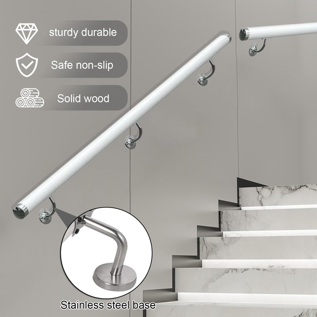 Handläufe für Treppen 30-600cm Holzhandlauf mit Halterungen, Rutschfeste Treppengeländer Stützstange