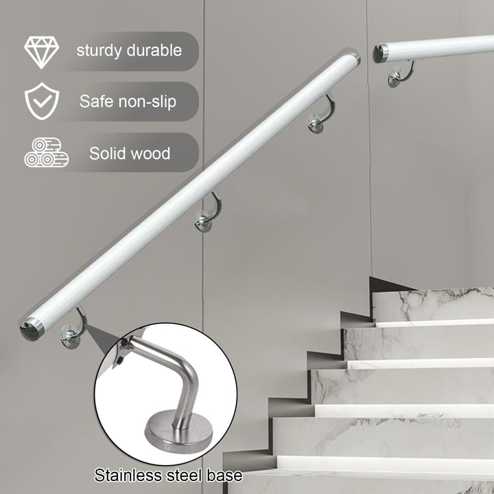 Handläufe für Treppen 30-600cm Holzhandlauf mit Halterungen, Rutschfeste Treppengeländer Stützstange