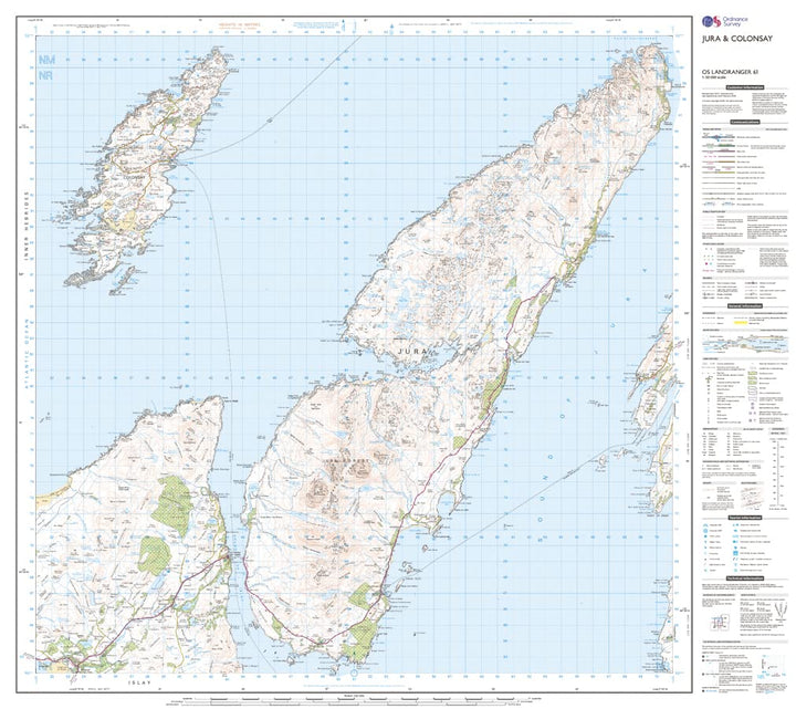 Jura & Colonsay (OS Landranger Map, Band 61), Karte