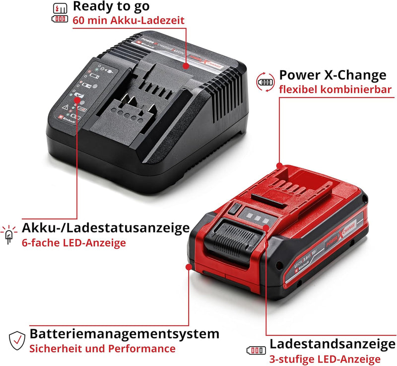 Einhell Akku-Kehrmaschine TE-SW 18/610 Li (20 L Schmutzbehälter, 61 cm Arbeitsbreite, Parkposition,