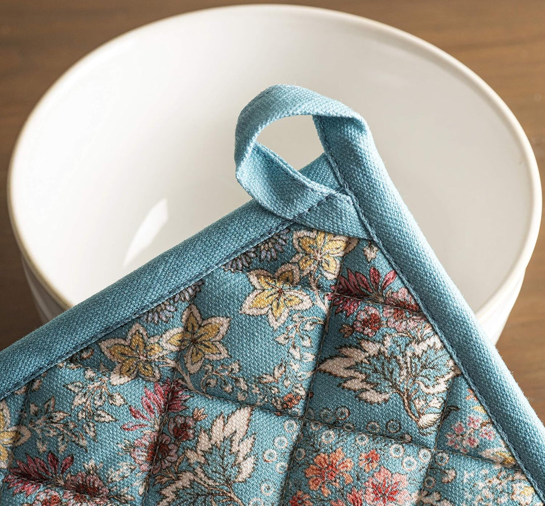 Maison d'Hermine Topflappen-Set, 100% Baumwolle, hitzebeständig, 20 cm x 20 cm, mit Schlaufe zum Gri