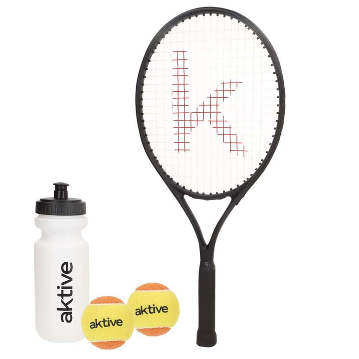 AKTIVE Tennisschläger-Set für Erwachsene, Anfänger, Bälle und Flasche, sehr leicht und robust, aus A