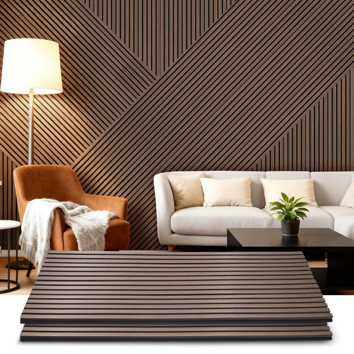 Akustikpaneele Holz, 2 Stück 120x60cm (1,44㎡), Wandpaneele Holzoptik, Hervorragende Schallabsorption