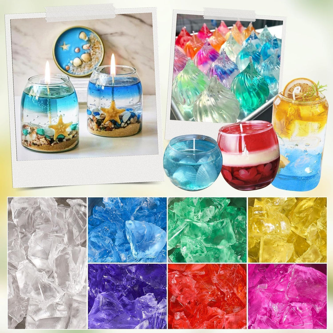 Blingfun 7 Farben Jelly Gel Wachs für DIY Kerze machen - 9pcs Non-Toxic duftende Gel Wachs Kit, lang
