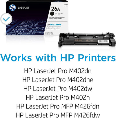 HP 26A (CF226A) Schwarz Original Toner für HP Laserjet Pro M402, HP Laserjet Pro M426 Standard Singl