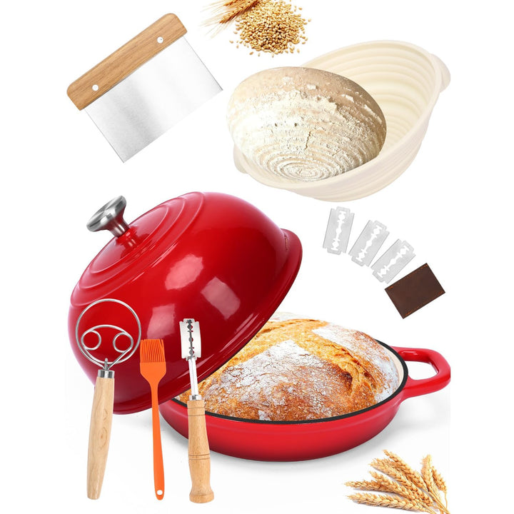 GFTIME Gusseisen Topf Brot Backen, Schmortopf Gusseisen Topf mit Deckel, Dutch Oven Brotbacktopf mit