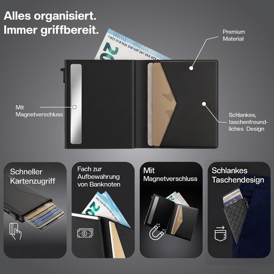 ProWallet Slim 6,7cm, 10,5cm, 1,4cm Gewebt Schwarz, 6,7cm, 10,5cm, 1,4cm Gewebt Schwarz