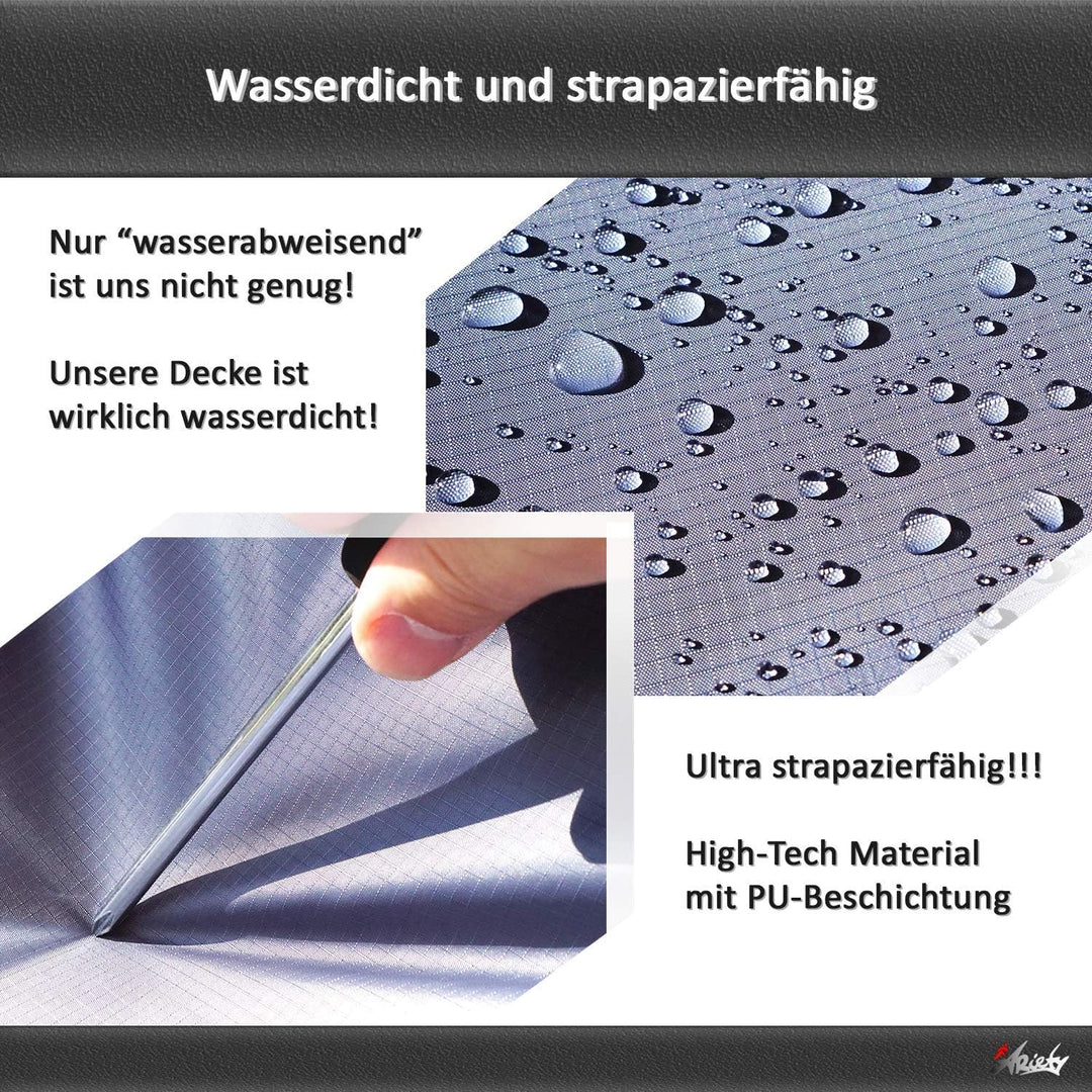 Picknickdecke wasserdicht ultraleicht - XXL Outdoor Decke ideal als Stranddecke, Regenponcho oder Si