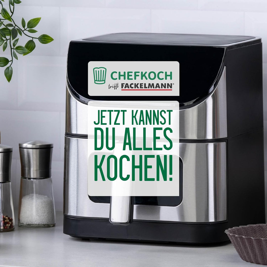 Chefkoch trifft Fackelmann Heissluftfritteuse – 6L Fassungsvermögen, 10 Automatikprogramme, Touchscr