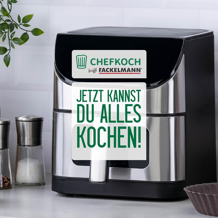 Chefkoch trifft Fackelmann Heissluftfritteuse – 6L Fassungsvermögen, 10 Automatikprogramme, Touchscr