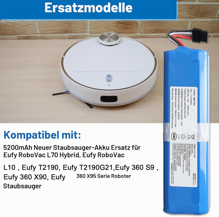 5200mAh Neuer Staubsauger-Akku,Ersatz für Eufy RoboVac L70 Hybrid,L10,T2190,T2190G21, Eufy 360 S9, E