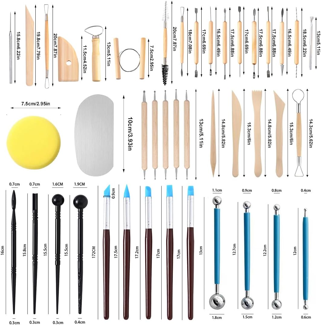 43 Stück Ton Werkzeuge Kit, Keramik Werkzeug Set für Skulpturierung und Modellierung, Profis Ideal f