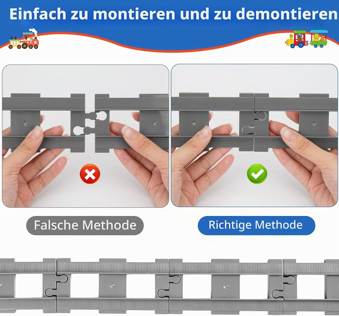 Bausteine Zug Schienen Set, 32PCS Spielzeug Eisenbahnschienen, City Schienen Eisenbahn Set, Bestehen