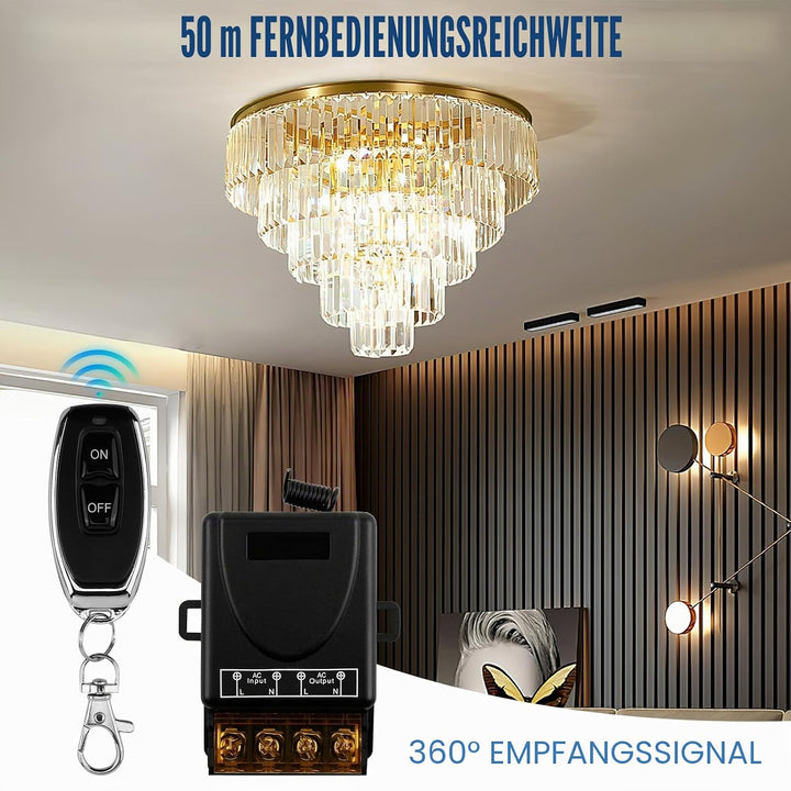 Funk Fernbedienung Schalter AC 220V 230V 30A, Drahtloser Relais-Empfänger mit 2 Sendern, Steuerung f