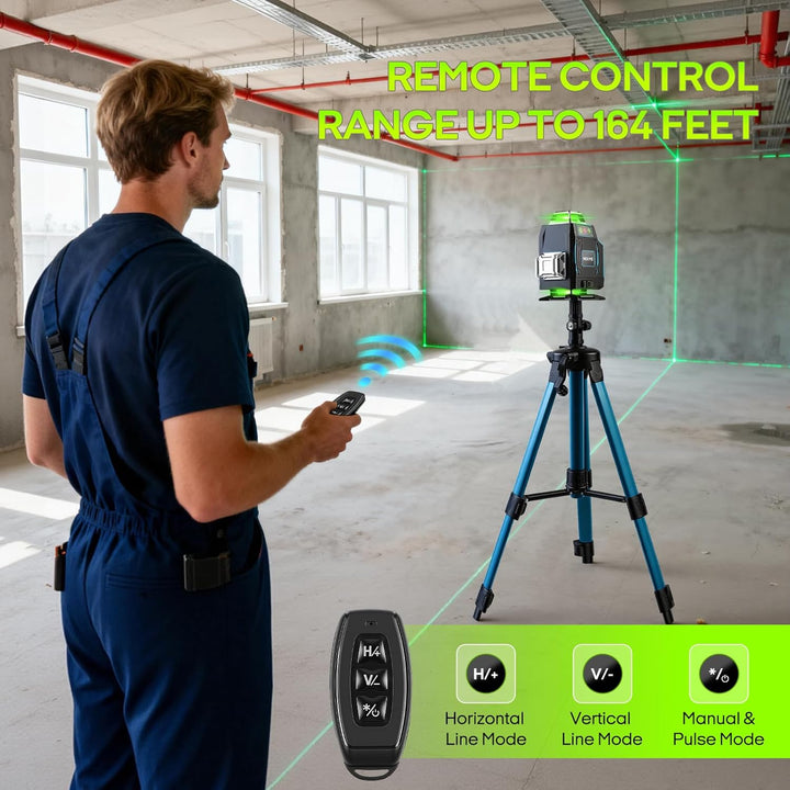 Kreuzlinienlaser mit Stativ, Laser Wasserwaage mit LED-Anzeige, 4x360 Grad Laser Level, 4D 16 Linien