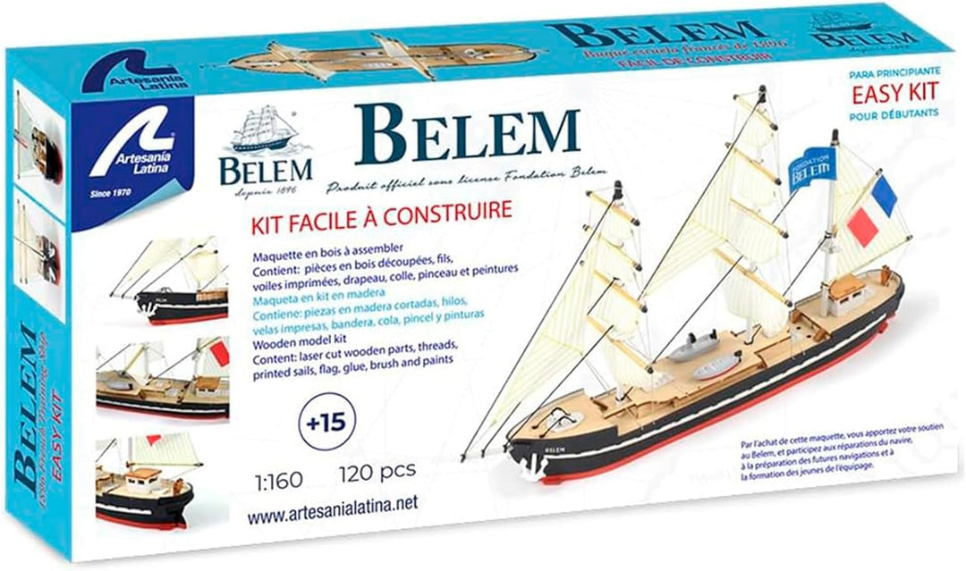 Artesanía Latina - Holzmodellschiff - Easy Kit Französische Schulschiff, Belem - Modell 17001, Masss