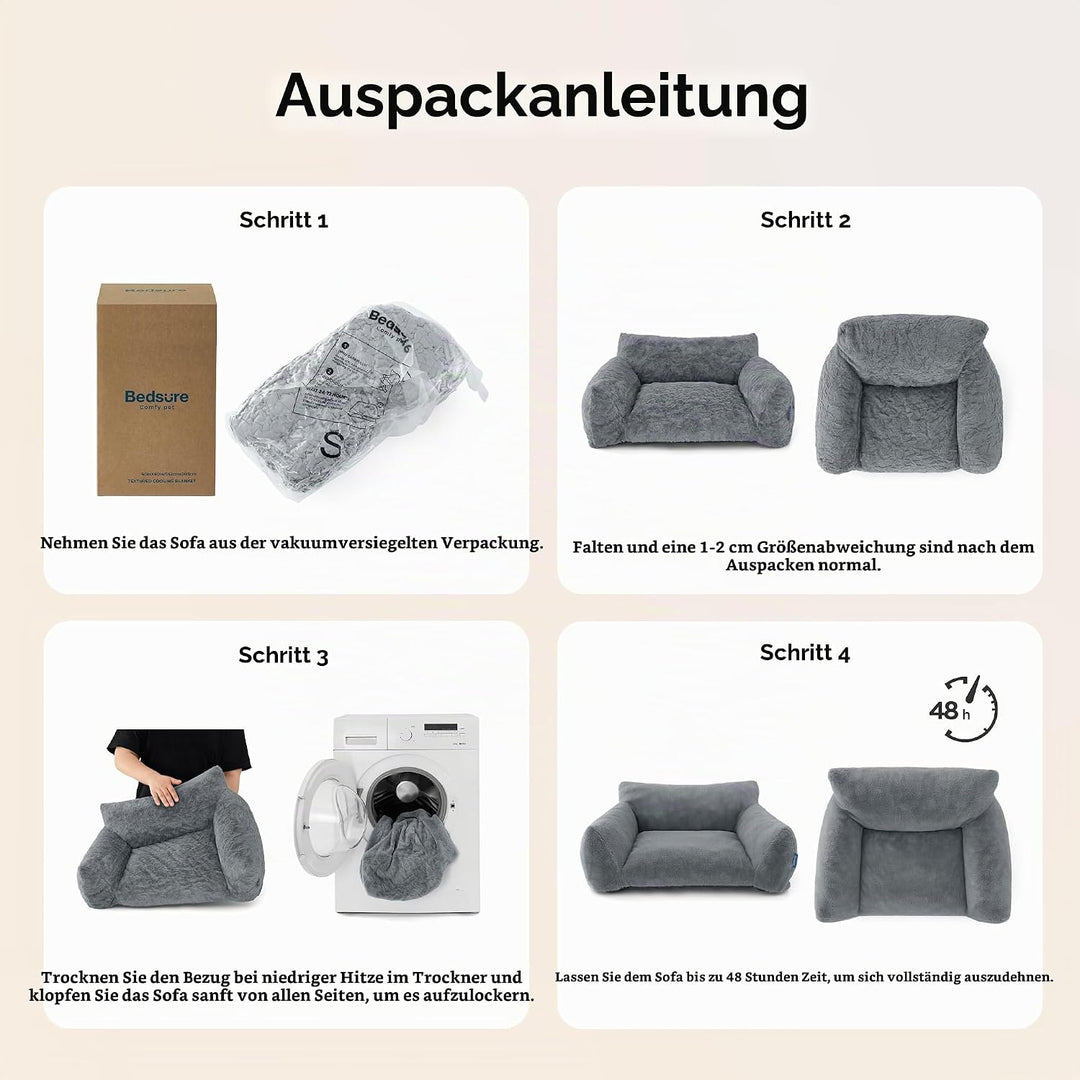 BEDSURE Katzenbett grosse Katzensofa Katzencouch, 61x46x25cm, Kamel | waschbar, für grosse Katzen, a