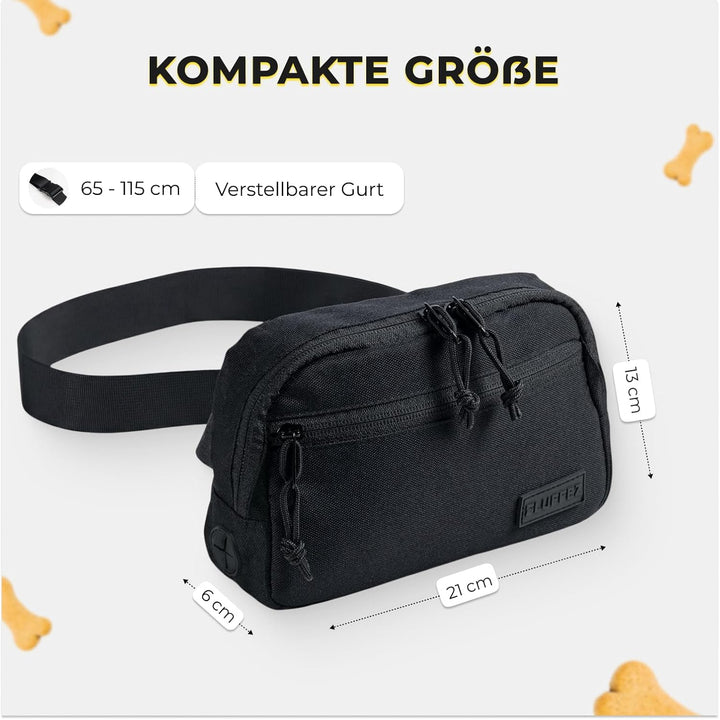 Fluffez Leckerlitasche für Hunde – Bauchtasche mit verschliessbaren Innentaschen und separatem Reiss