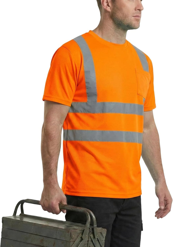 HYCOPROT Warnschutz T-Shirt Warnweste Reflektierend Warnweste Atmungsaktiv Leicht Kurzarmshirt Kurza
