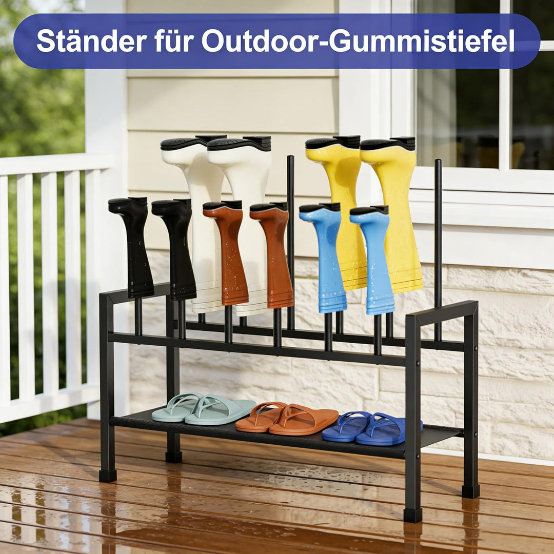 Mavivegue 2-in-1 Schuhregal Stehend Metall Schwarz - Freistehende Stiefelhalter, Kombinierbar & Sepa