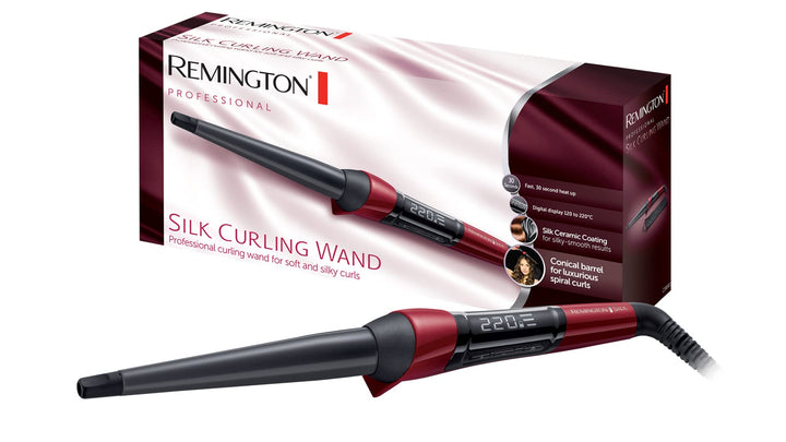 Remington Lockenstab [kegelförmig 13-25mm] Silk Digital (hochwertige Keramikbeschichtung mit Seidenp