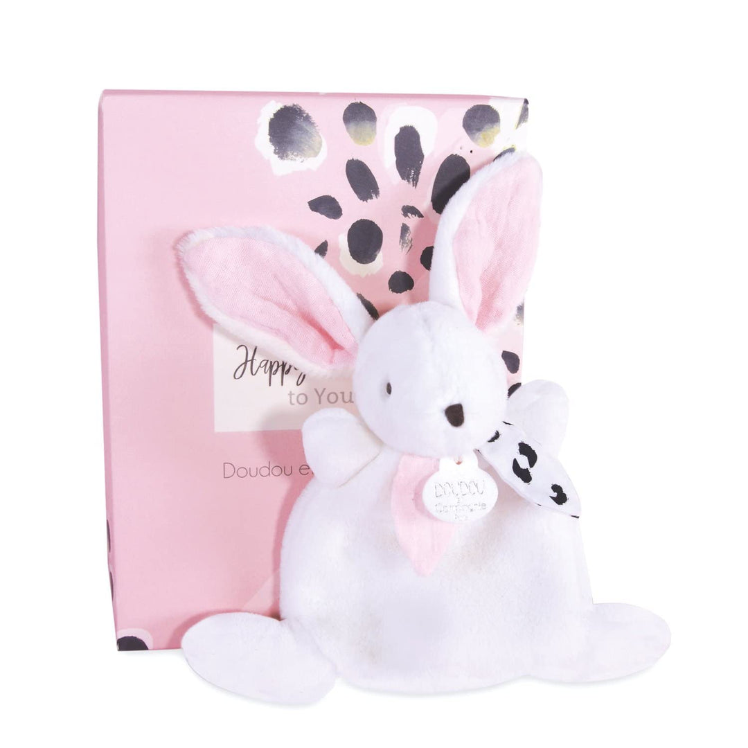 Doudou et Compagnie Mini-Schmusetuch Hase, Rosa, 17 cm, Kollektion Happy Doudou – weiches Plüschtier