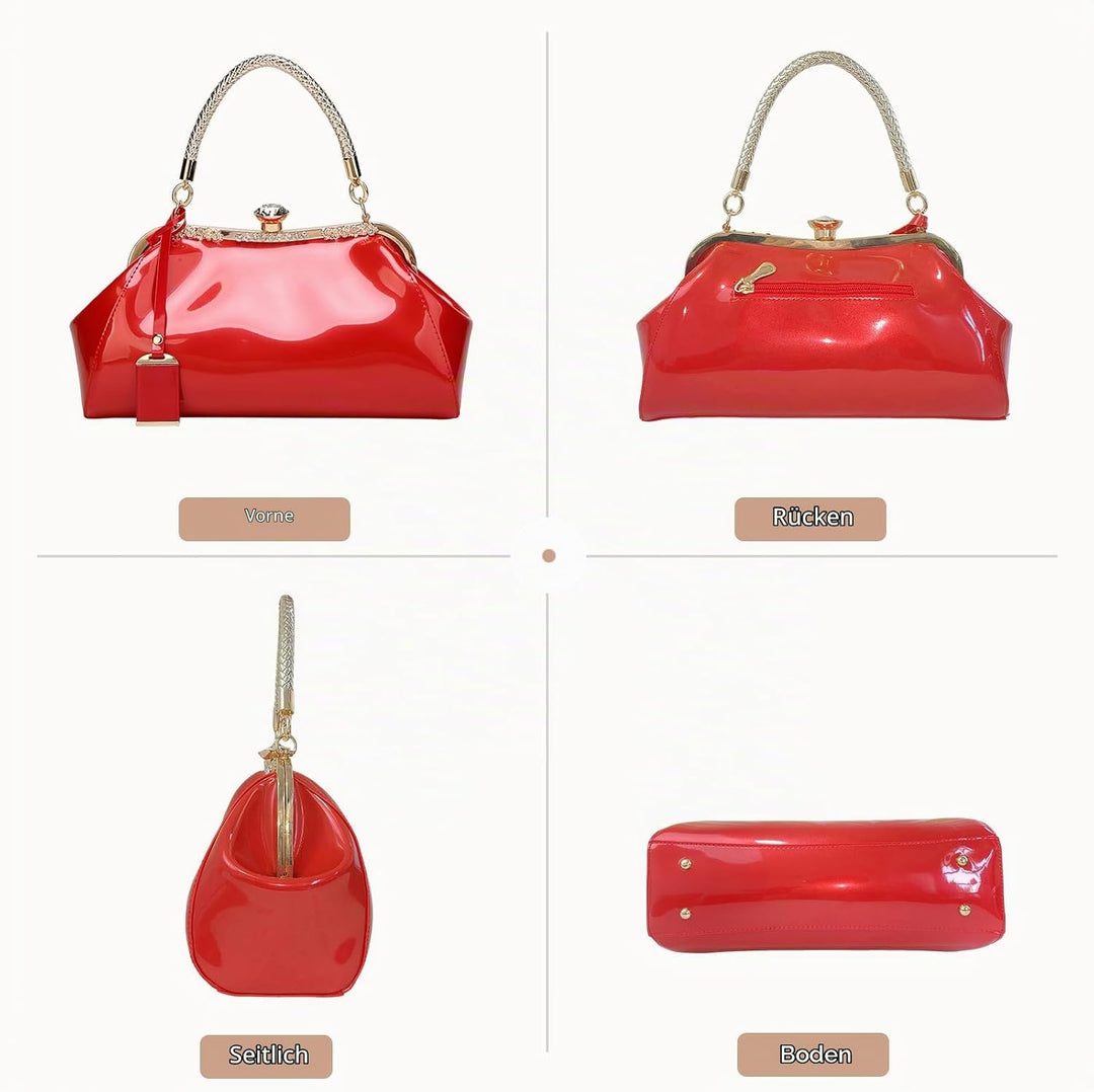 NICOLE &amp; DORIS Handtaschen für Damen Lackleder Handtaschen Abendtasche für Party Hochzeit Schulterta